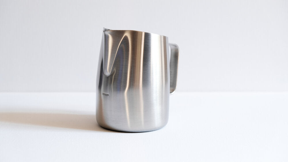 22oz Brushed Silver Pitcher with Narrow Spout Spour View