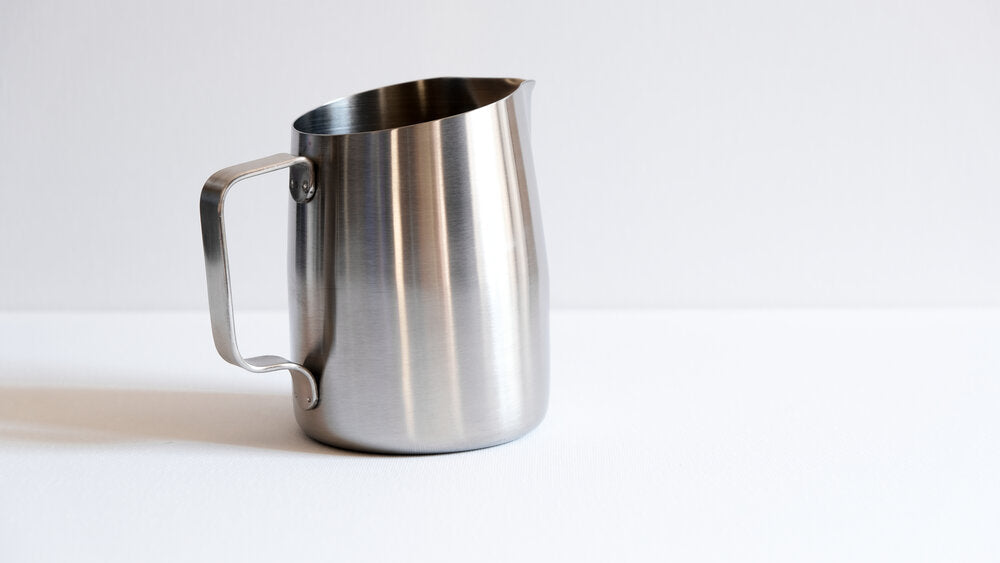 22oz Brushed Silver Pitcher with Narrow Spout Handle View